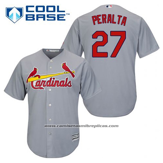 Camiseta Beisbol Hombre St. Louis Cardinals Jhonny Peralta 27 Gris Cool Base
